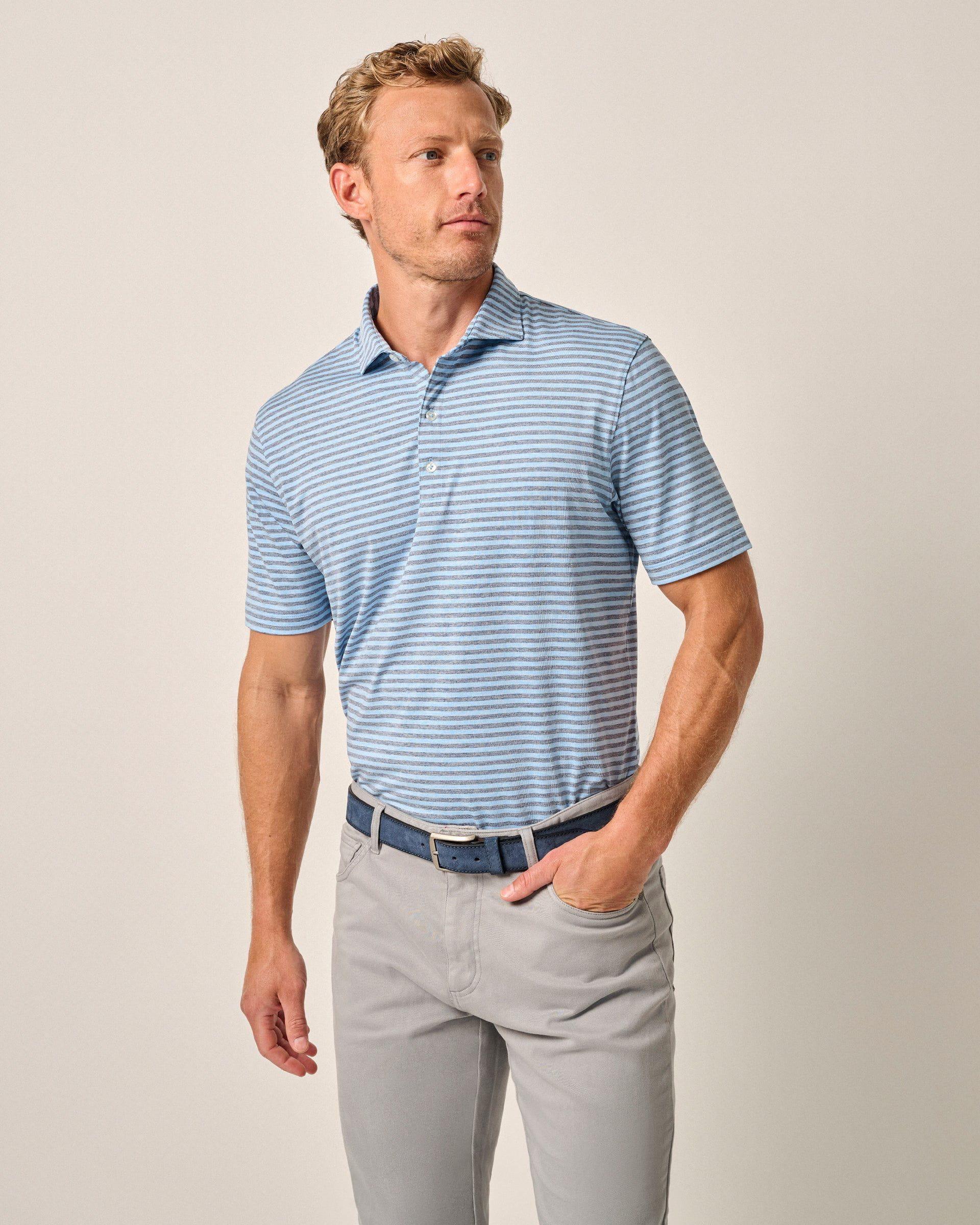 johnnie-O Performance Jersey Polo - Reese Stripe Product Image