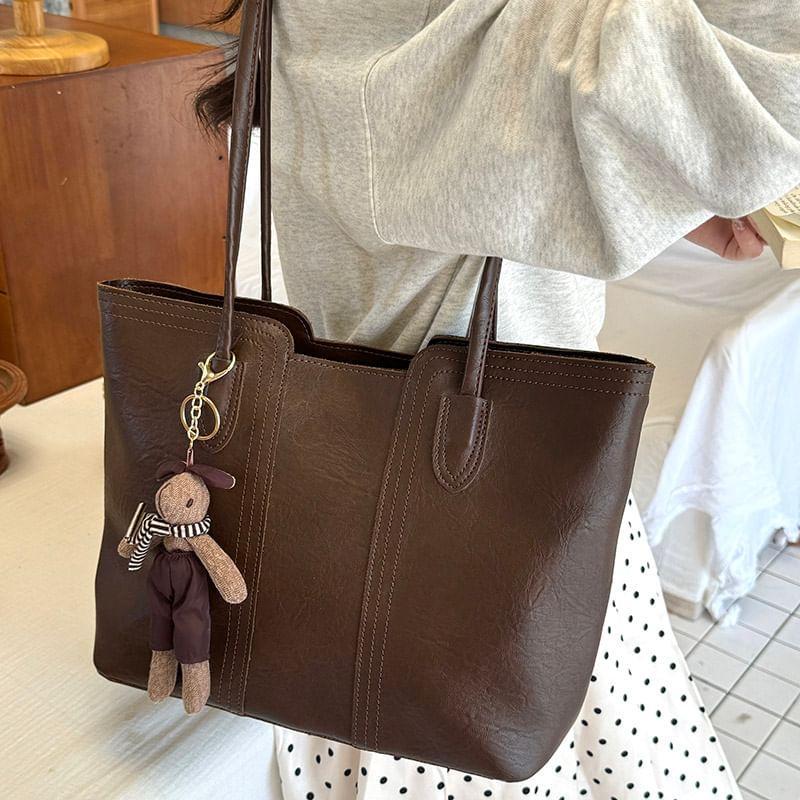 Faux Leather Tote Bag / Bag Charm / Set Product Image