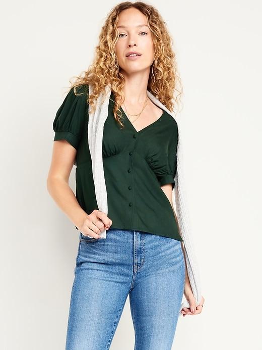 Waist-Defined Crepe Top Product Image