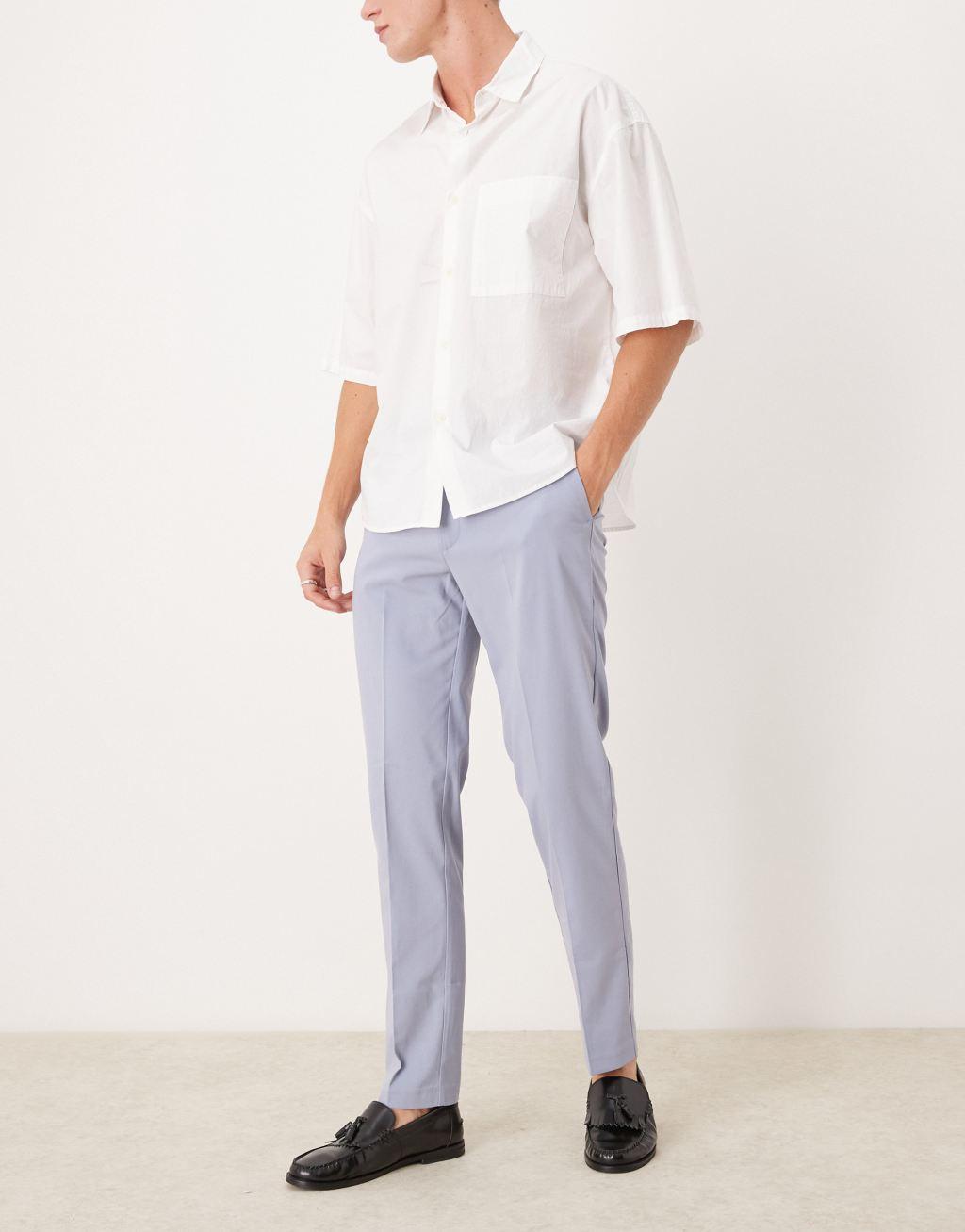 ASOS DESIGN slim fit smart wedding pants in dusty blue Product Image