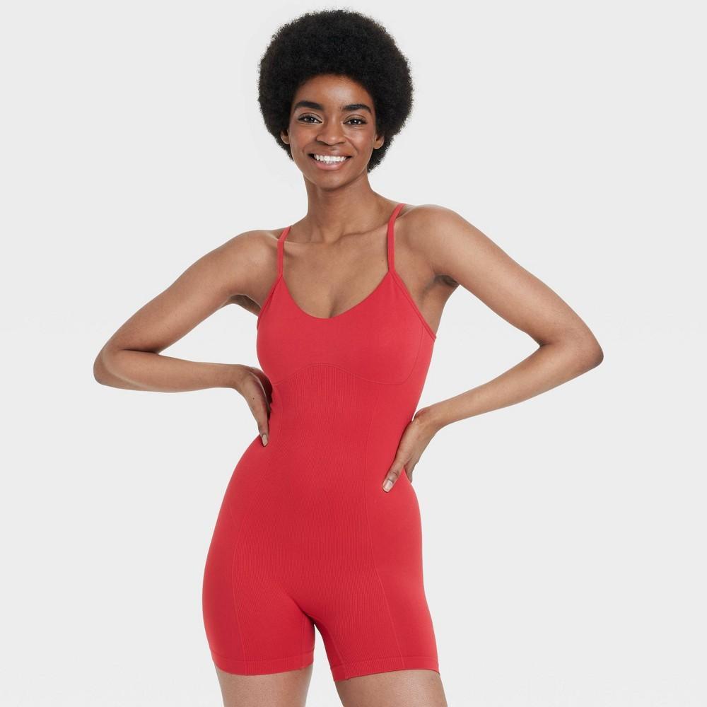 Womens Seamless Romper - Colsie Brilliant Red XL Product Image