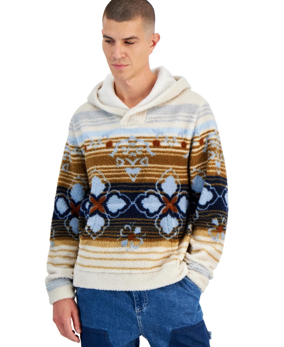 Sun + Stone Mens Tate Geo Stripe-Print Fleece Hoodie, Created for Macys Product Image