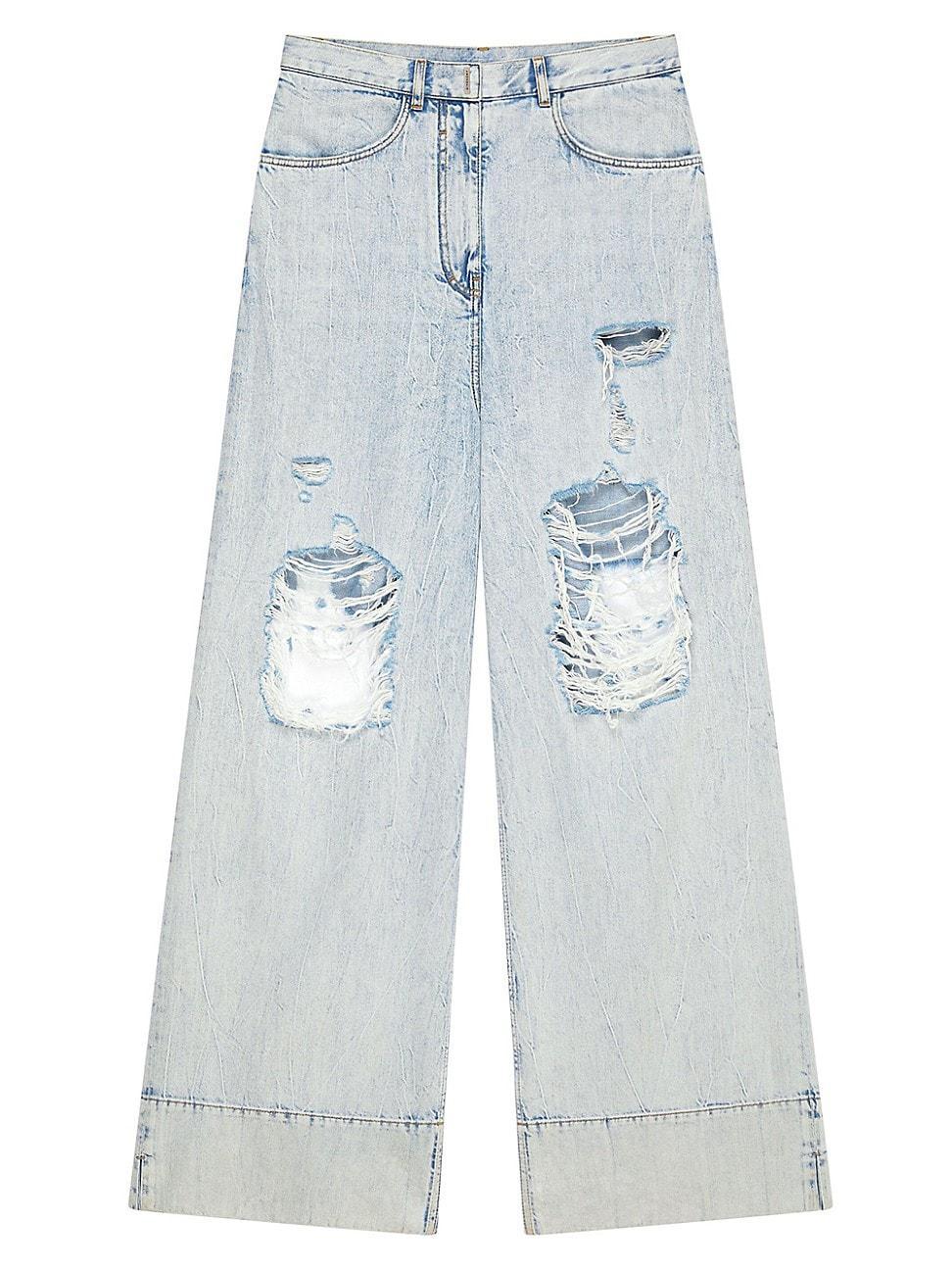 Womens Oversized Jeans in Destroyed Denim Product Image