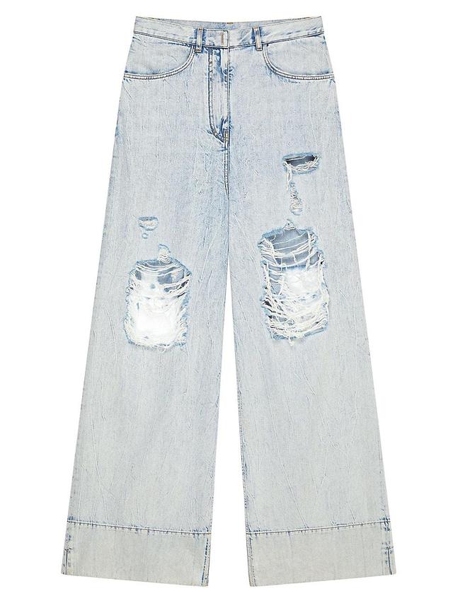 Womens Oversized Jeans in Destroyed Denim Product Image