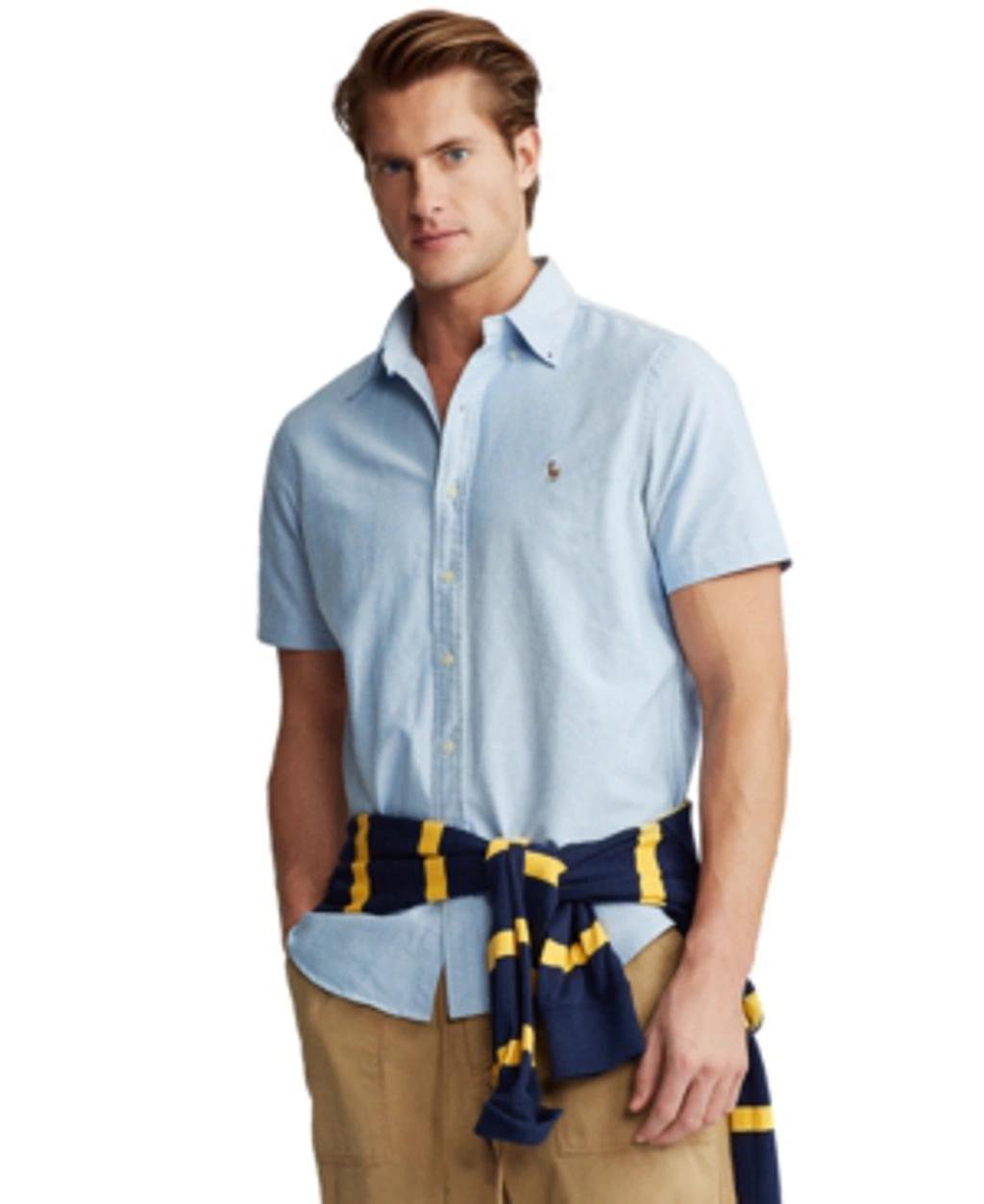 POLO RALPH LAUREN Men's Classic-fit Short-sleeve Oxford Shirt In Blue Product Image