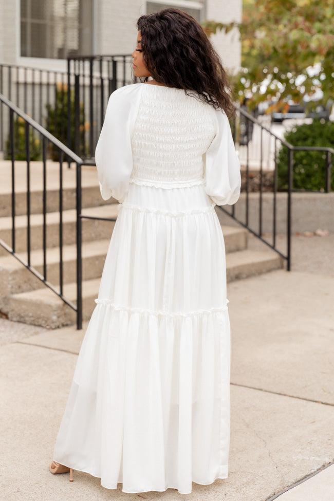 Find Yourself Cream Long Sleeve Ruffle Trim Maxi Dress FINAL SALE Product Image