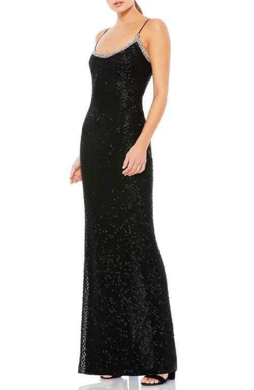 Mac Duggal Lattice Bead Sheath Gown Product Image