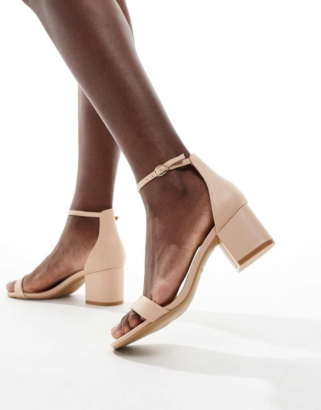 Truffle Collection block heel sandals in beige Product Image