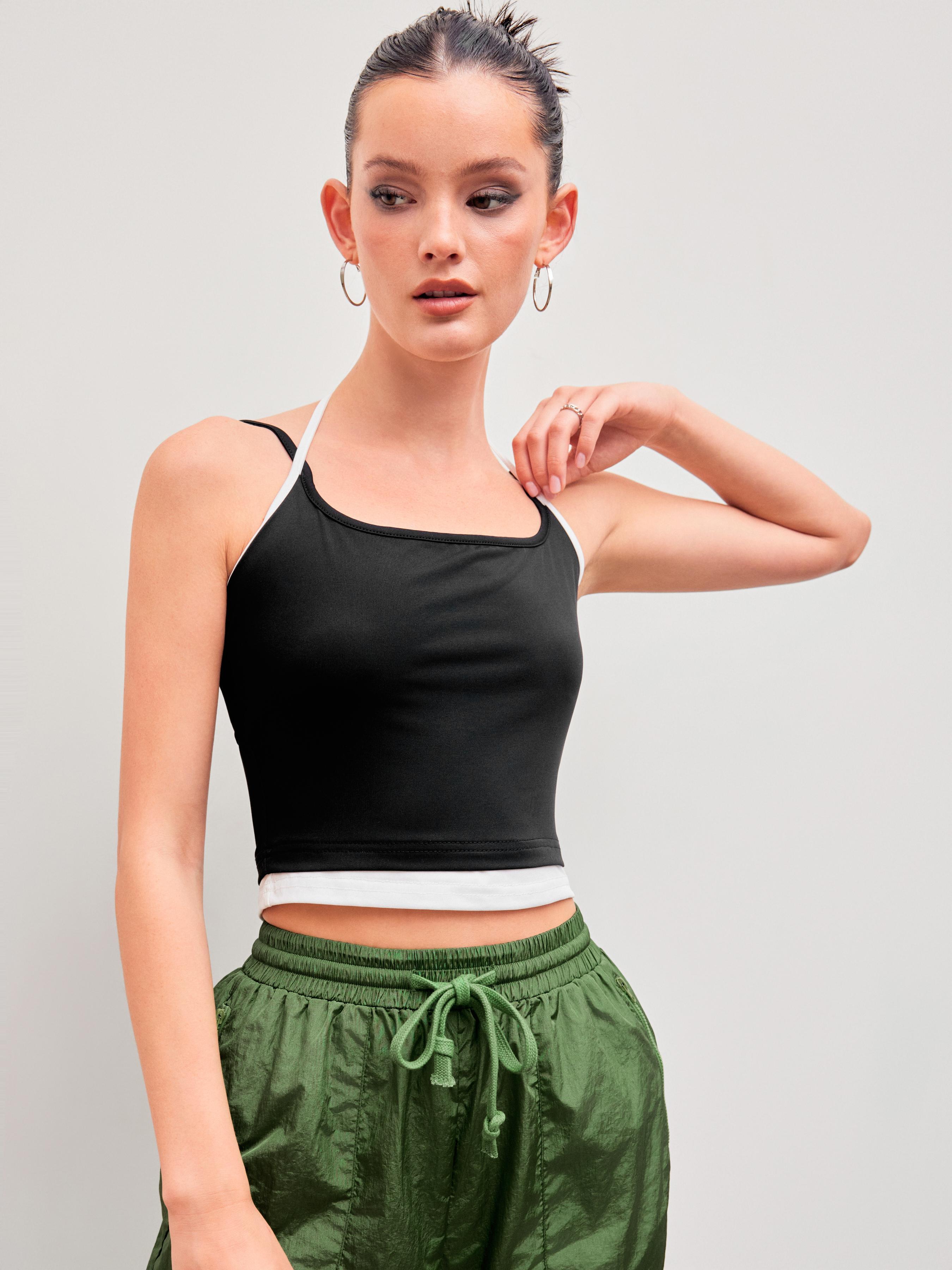 Scoop Neckline Solid Contrasting Binding Cami Top product image