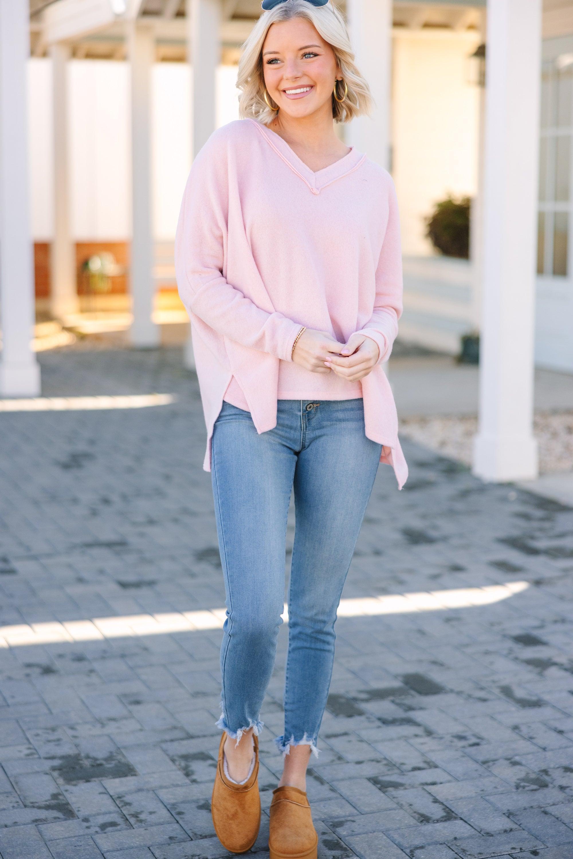 Find Yourself Bluch Pink Brushed Knit Top Female Product Image