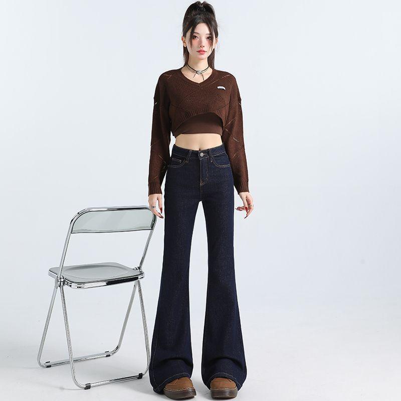 Mid Rise Unwashed Flared Jeans (Various Designs) Product Image