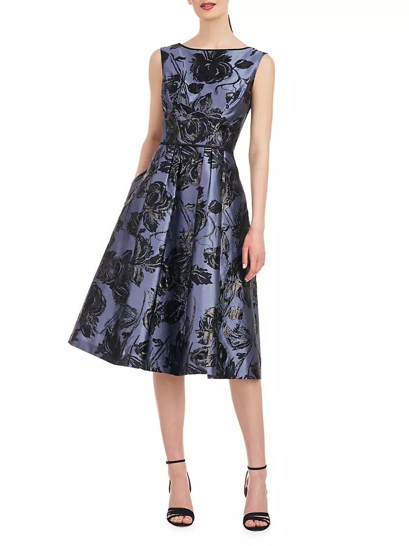 Jackie Metallic Floral Midi-Dress Product Image