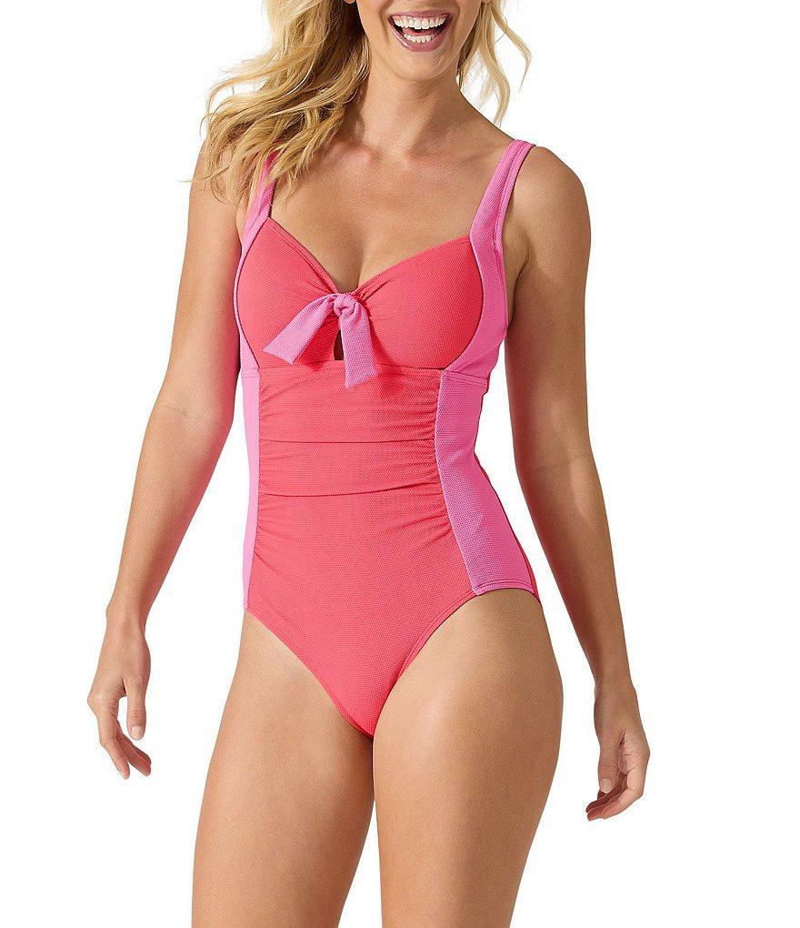 Tommy Bahama Island Cays Color Blocked Tie One Piece Swimsuit Product Image