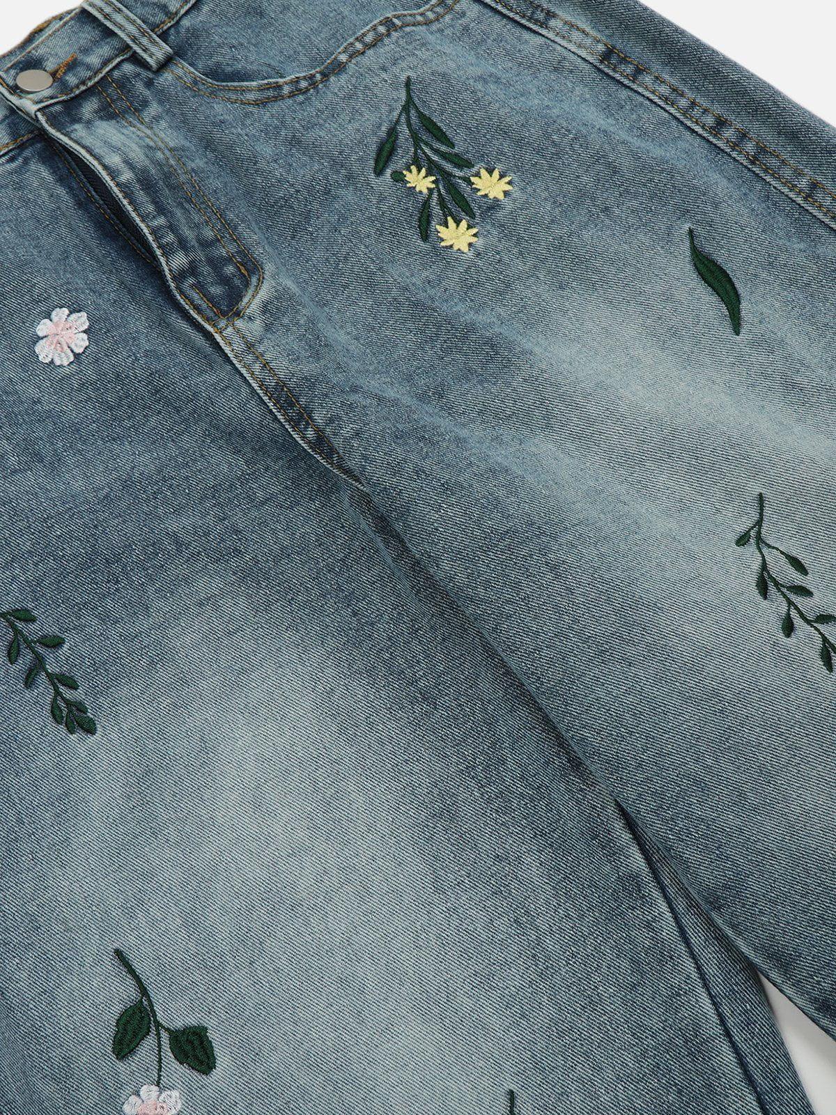 Aelfric Eden Embroidery Flower Washed Jeans Product Image