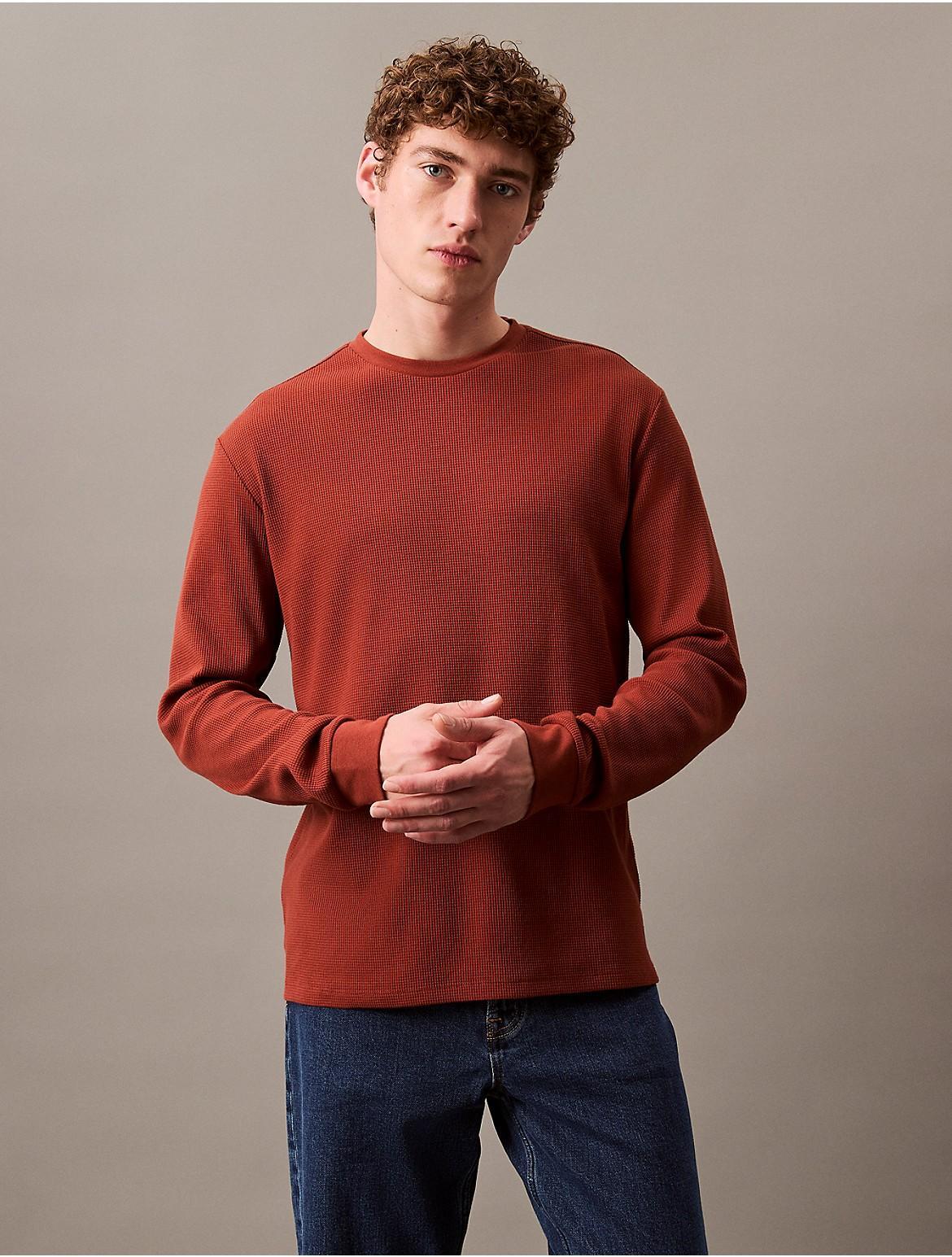 Calvin Klein Mens Classic-Fit Waffle-Knit Long-Sleeve T-Shirt Product Image