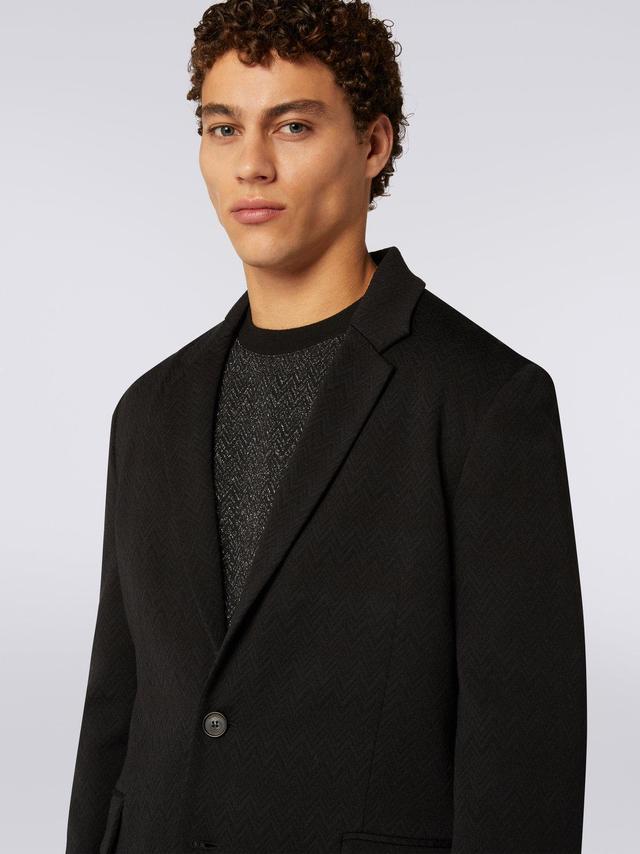 Wool blend jacket with chevron pattern Black | Missoni Product Image