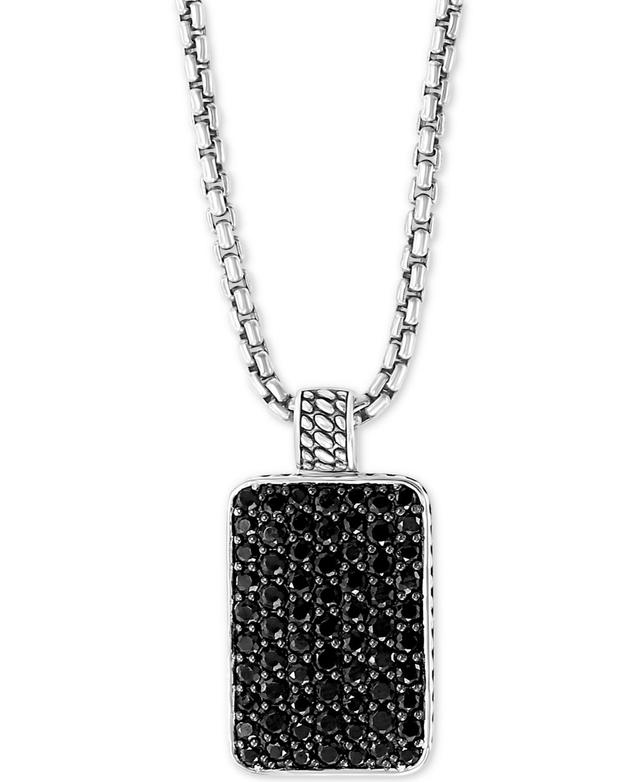 Effy® Men's 3.6 Ct. T.w. Black Spinel Pendant Necklace In Sterling Silver, 16 In Product Image