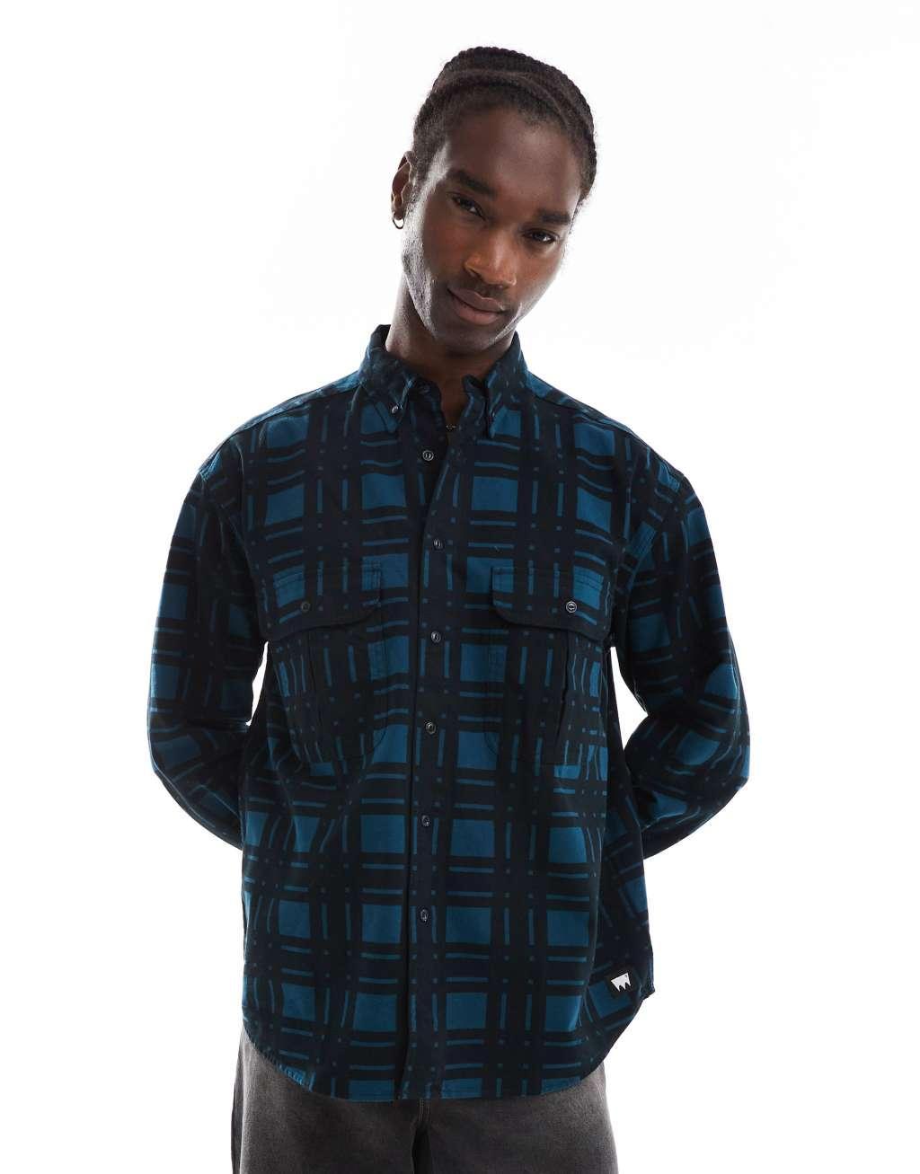 Levi's Skateboarding relaxed fit check print flannel shirt in black Product Image