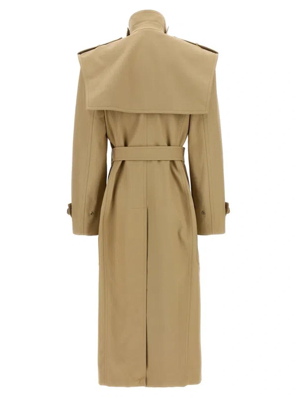 BALMAIN Chiocciola Button Trench Coat In Beige Product Image