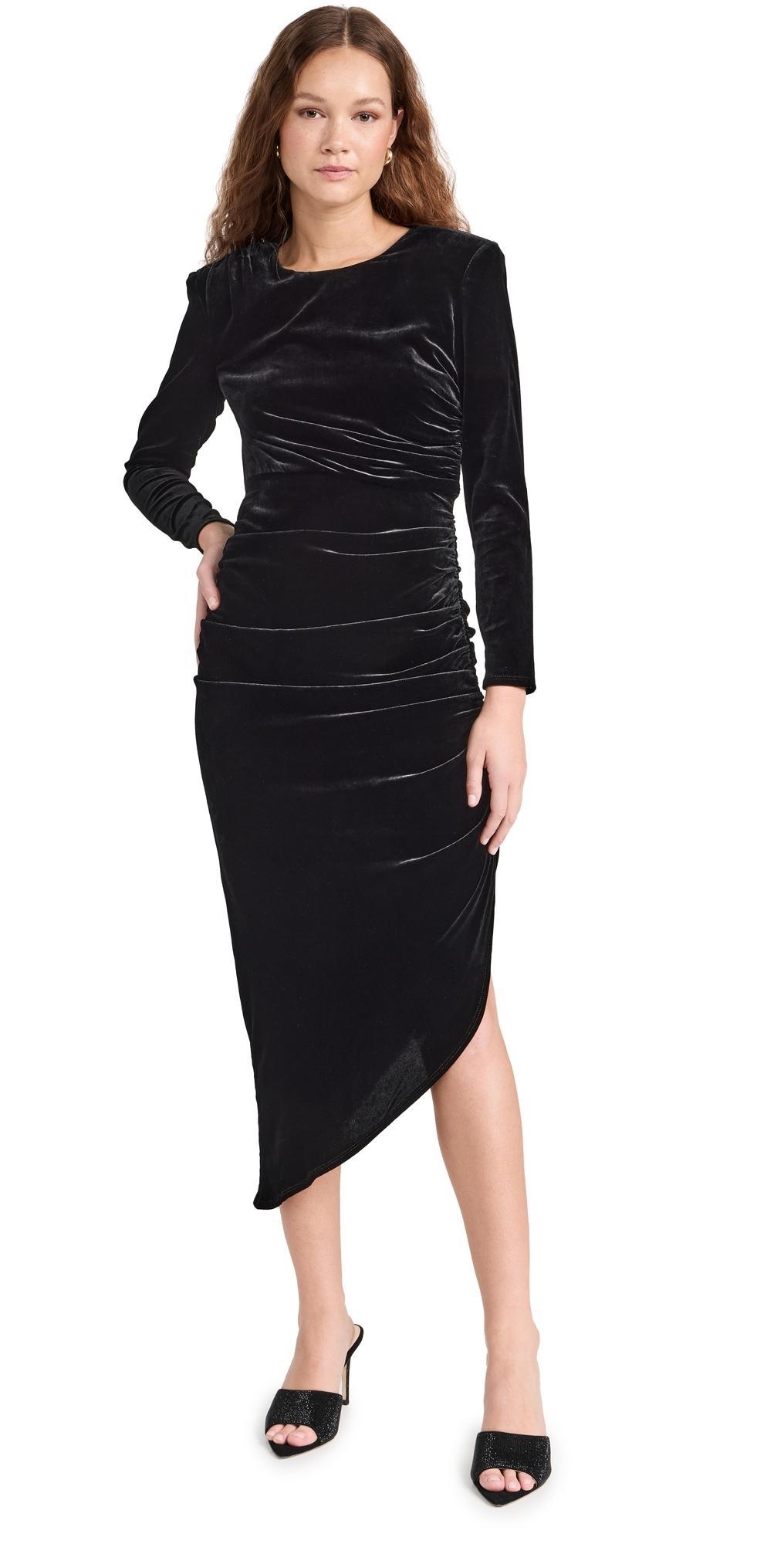 Veronica Beard Tristana Long Sleeve Asymmetric Velvet Dress Product Image