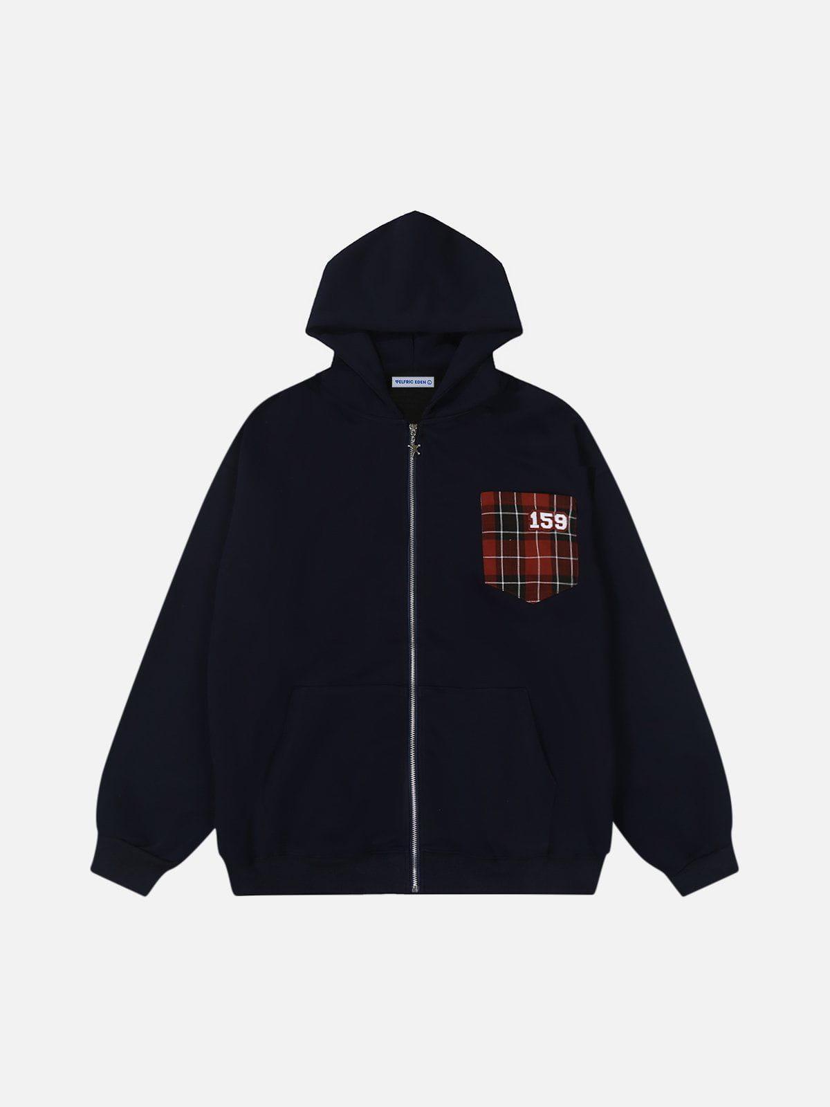 Aelfric Eden Plaid Pocket Zip Up Hoodie Product Image