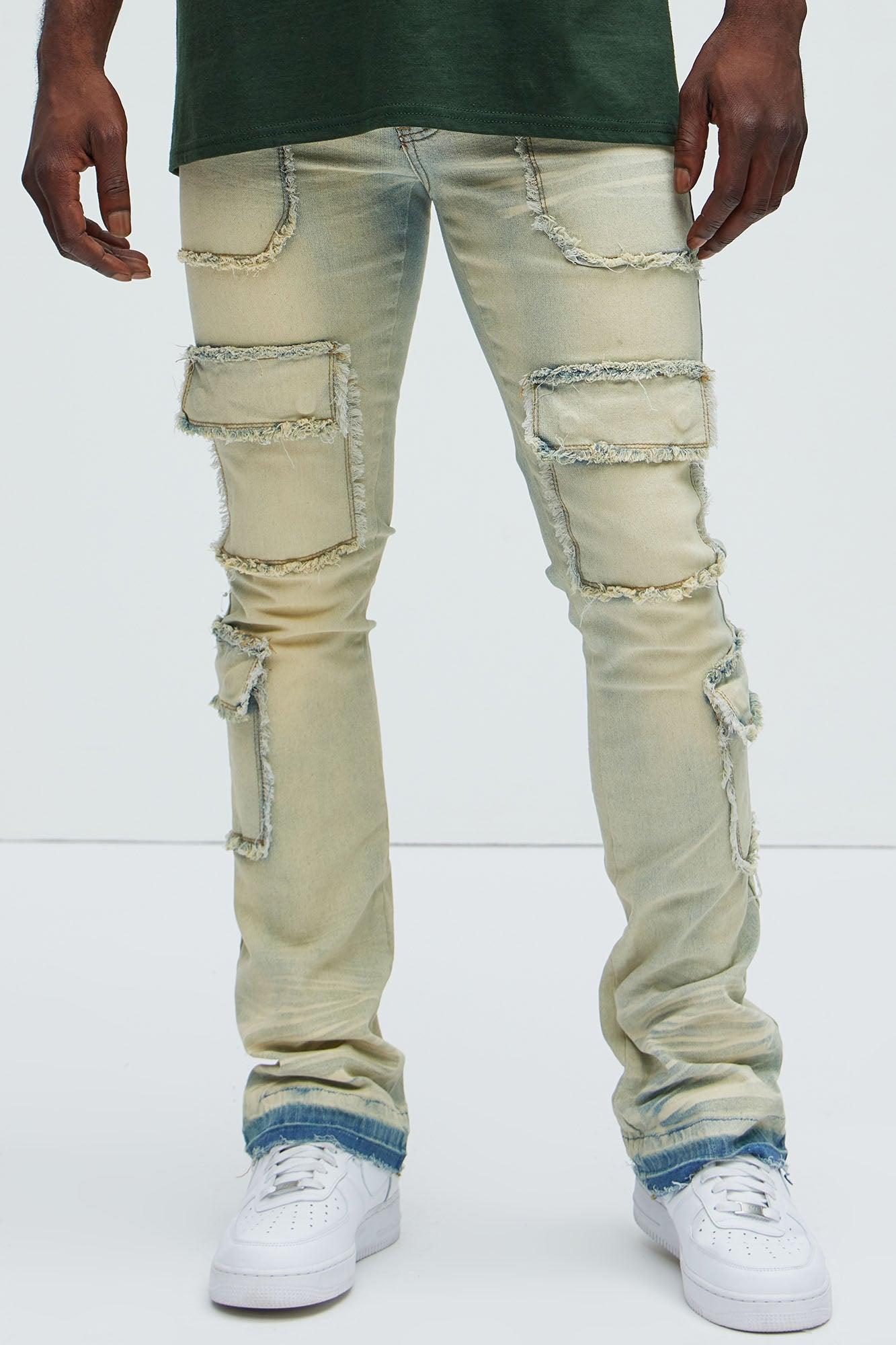 Can I Cargo Stacked Skinny Flare Jeans - Light Wash Product Image