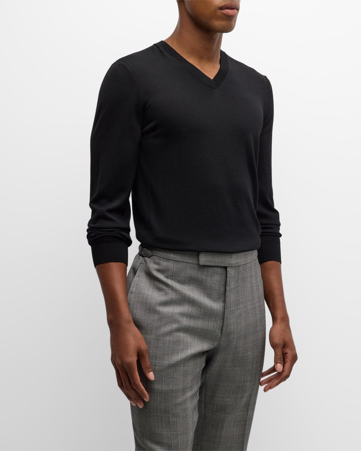 Mens Merino Wool V-Neck Sweater Product Image