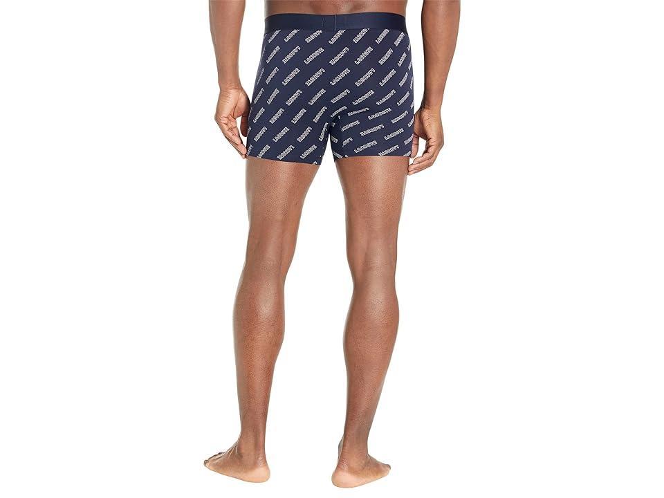 Lacoste 3-Pack Casual Cotton Stretch Lacoste Print Boxer Briefs (Navy Blue/White/Silver Chine) Men's Underwear Product Image