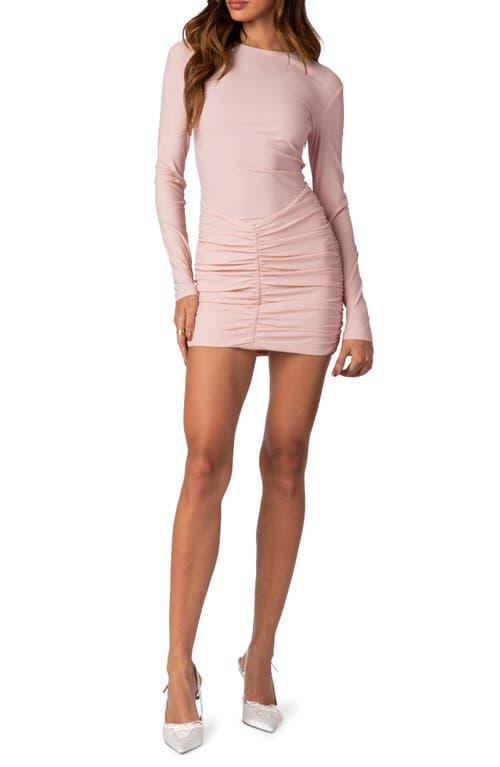 EDIKTED Dollie Long Sleeve Ruched Minidress Product Image