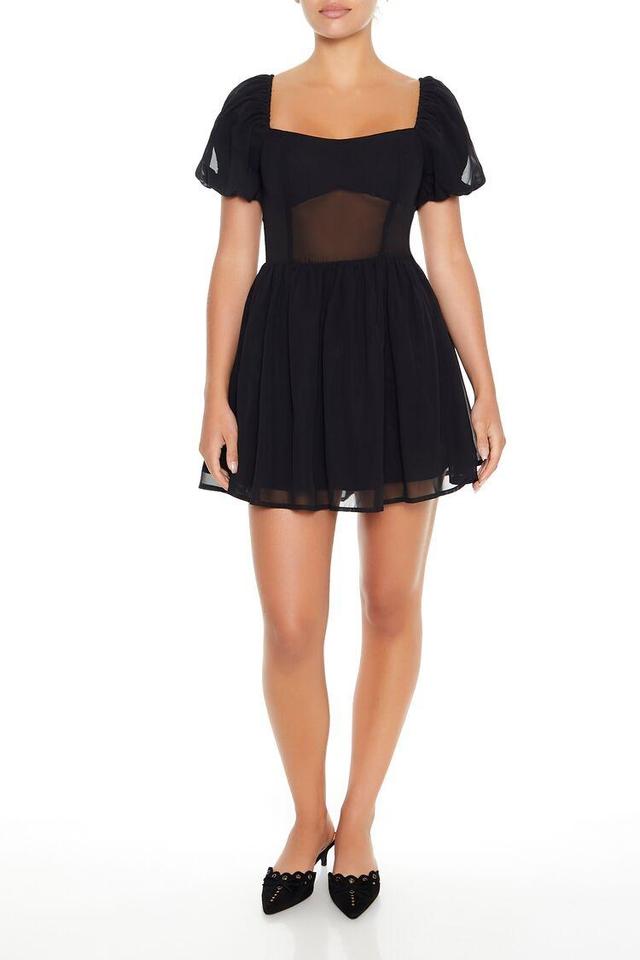 Puff-Sleeve Babydoll Mini Dress | Forever 21 Product Image