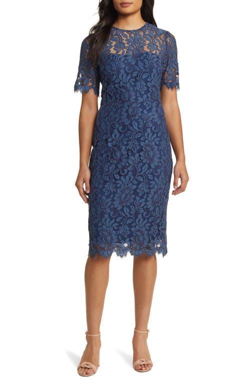 Eliza J Embroidered Lace Overlay Cocktail Dress Product Image