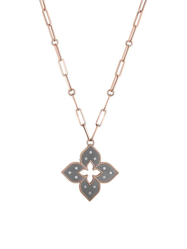 Womens Venetian Princess 18K Rose Gold, Titanium, & Diamond Large Pendant Necklace Product Image