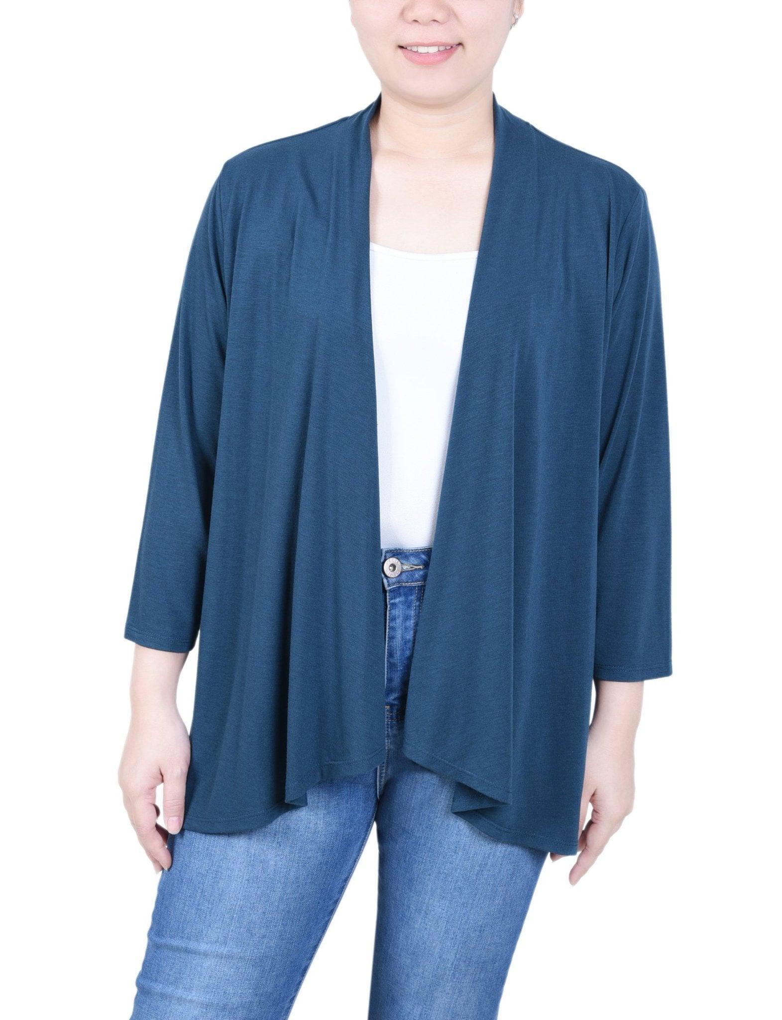 NY Collection 3/4 Sleeve Solid Cardigan - Petite Product Image