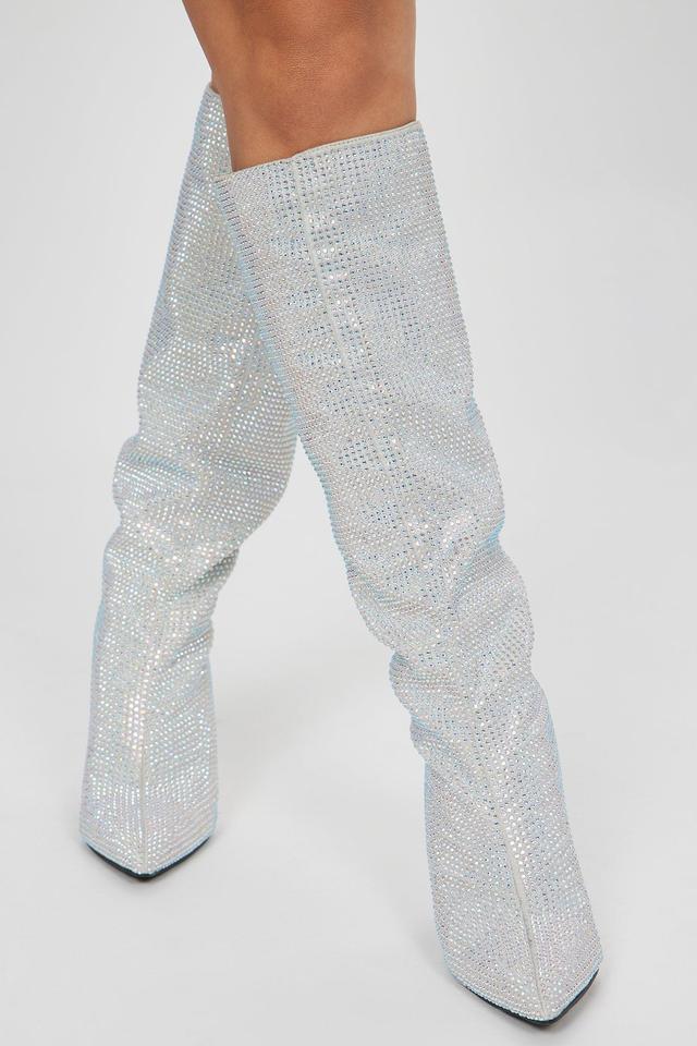 Dream Come True Knee High Boots - Silver Product Image