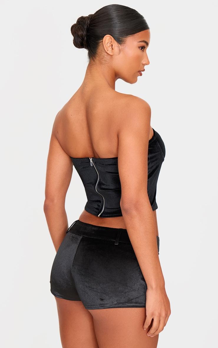 Black Velvet Seam Detail Corset Top Product Image