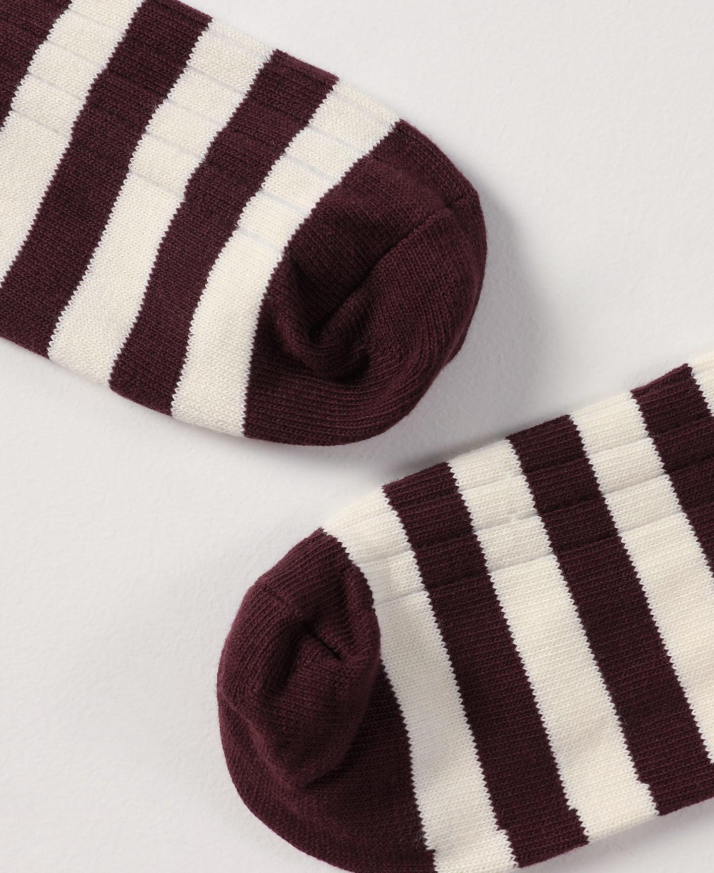 Retro Striped Cotton Socks - Red/White Product Image