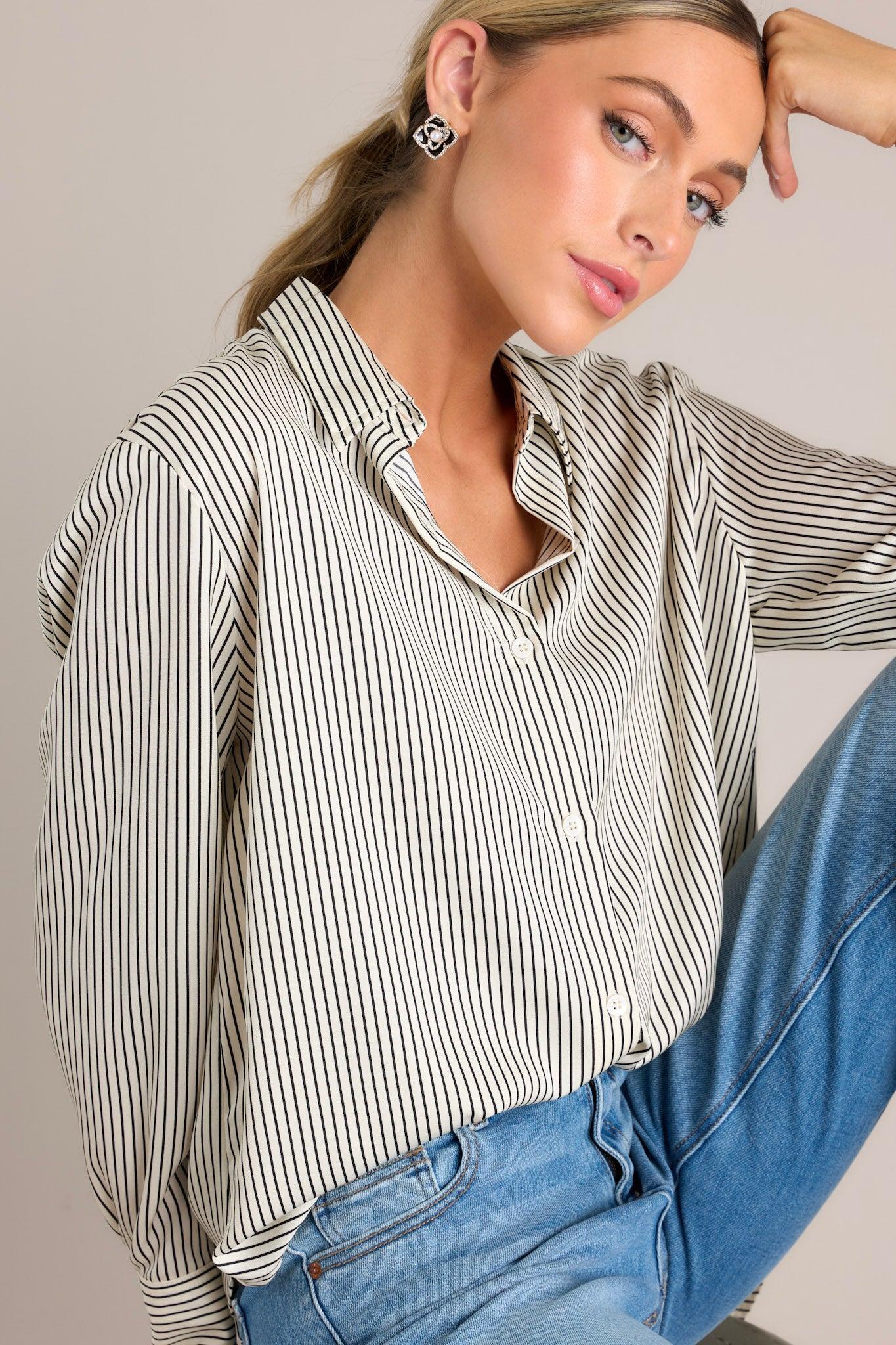 Coming To My Senses White & Black Stripe Top Product Image