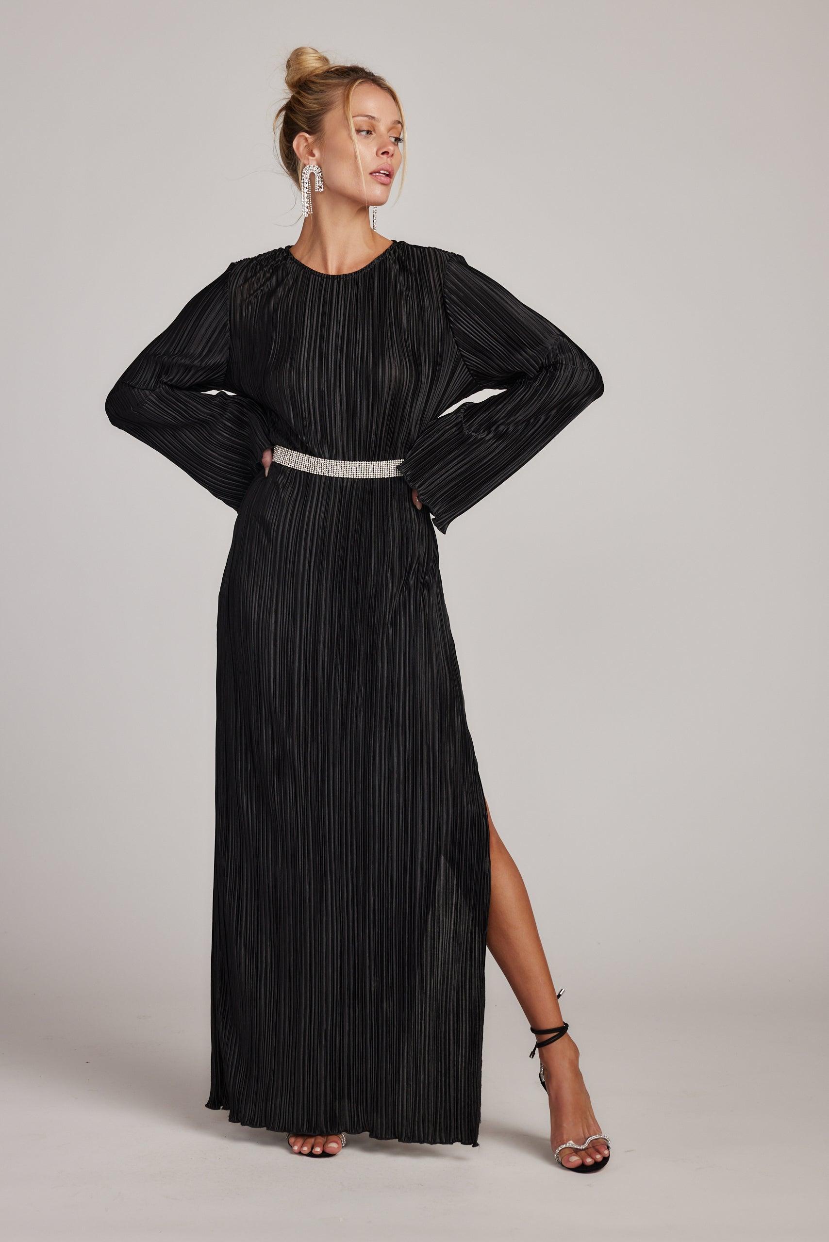 Tate Black Plisse Maxi Dress Product Image