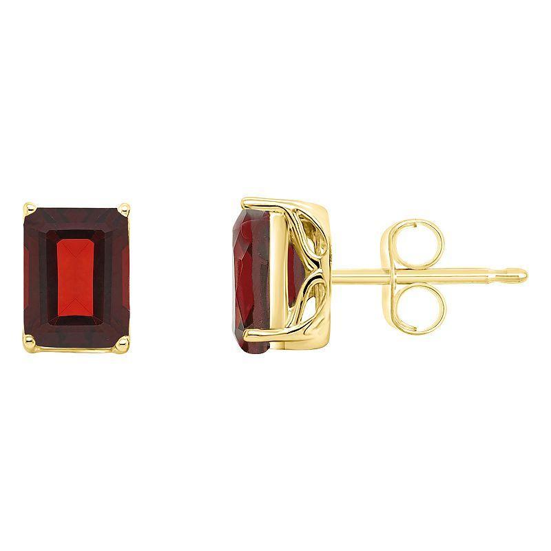 Alyson Layne 14k Gold Emerald Cut Amethyst Stud Earrings, Womens Product Image