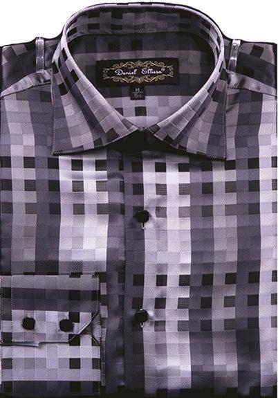 Dress Shirt Regular Fit Designer Check Pattern In Black Product Image