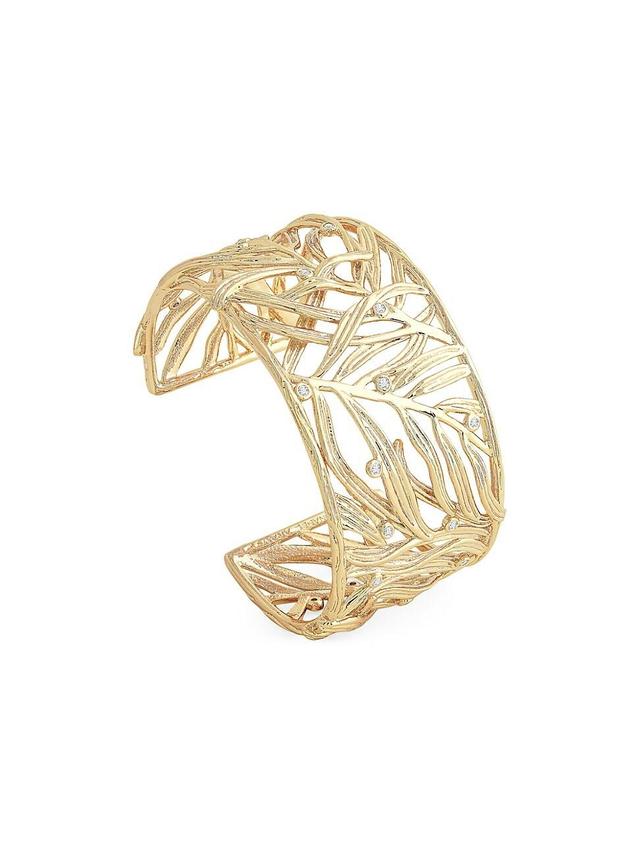 Womens Palm 18K-Gold-Plated & Cubic Zirconia Cuff Product Image