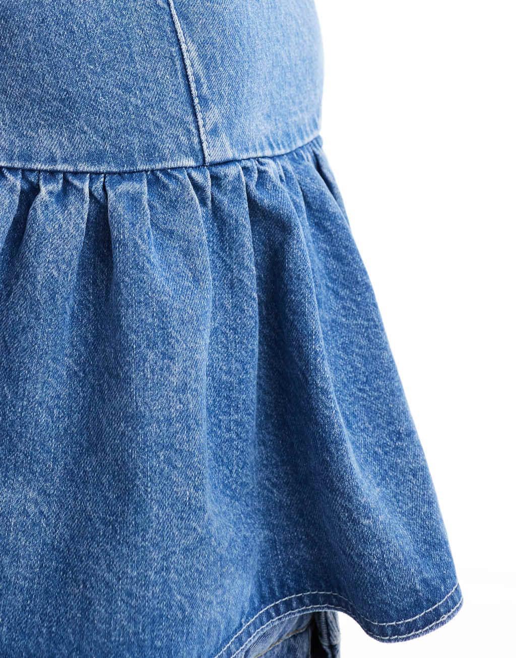 ASOS DESIGN denim babydoll top in bleach Product Image