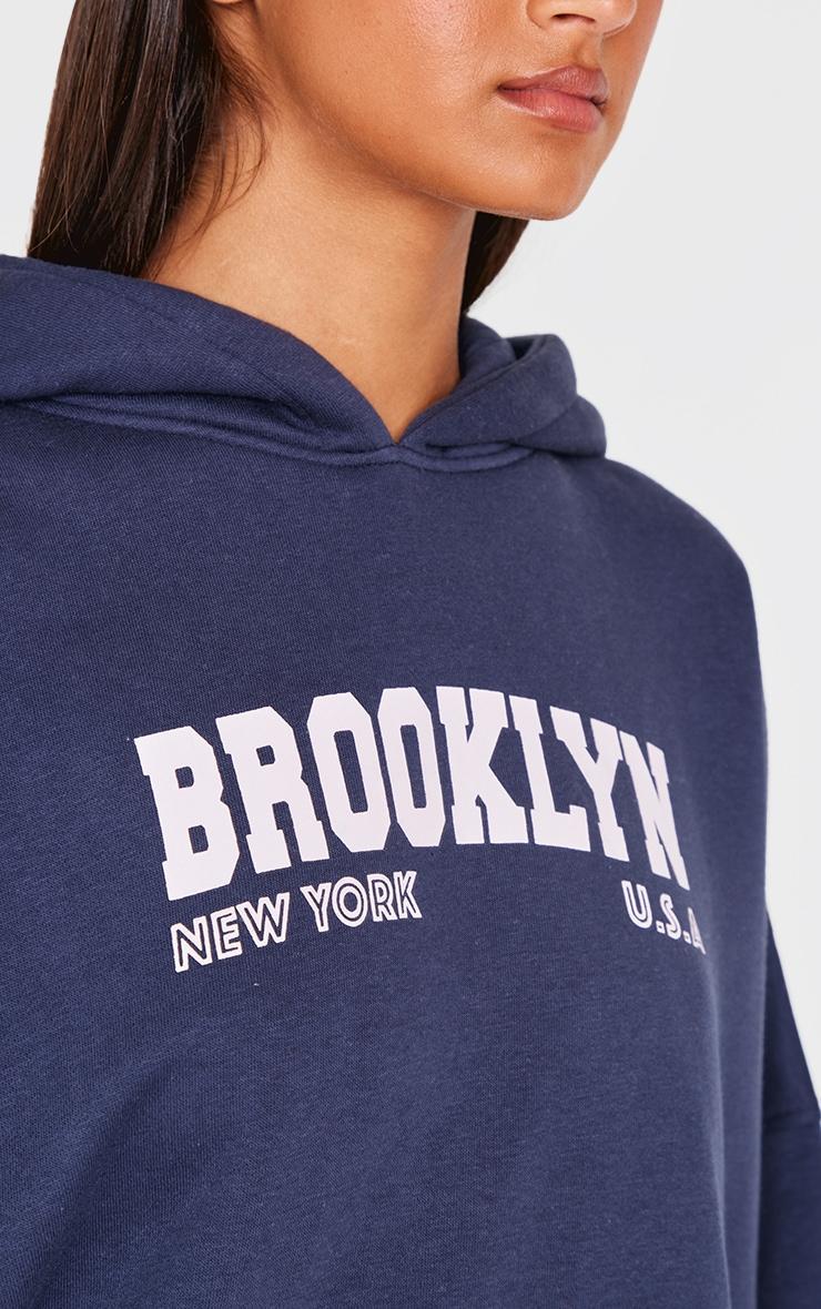 Navy Brooklyn Print Hoodie Product Image