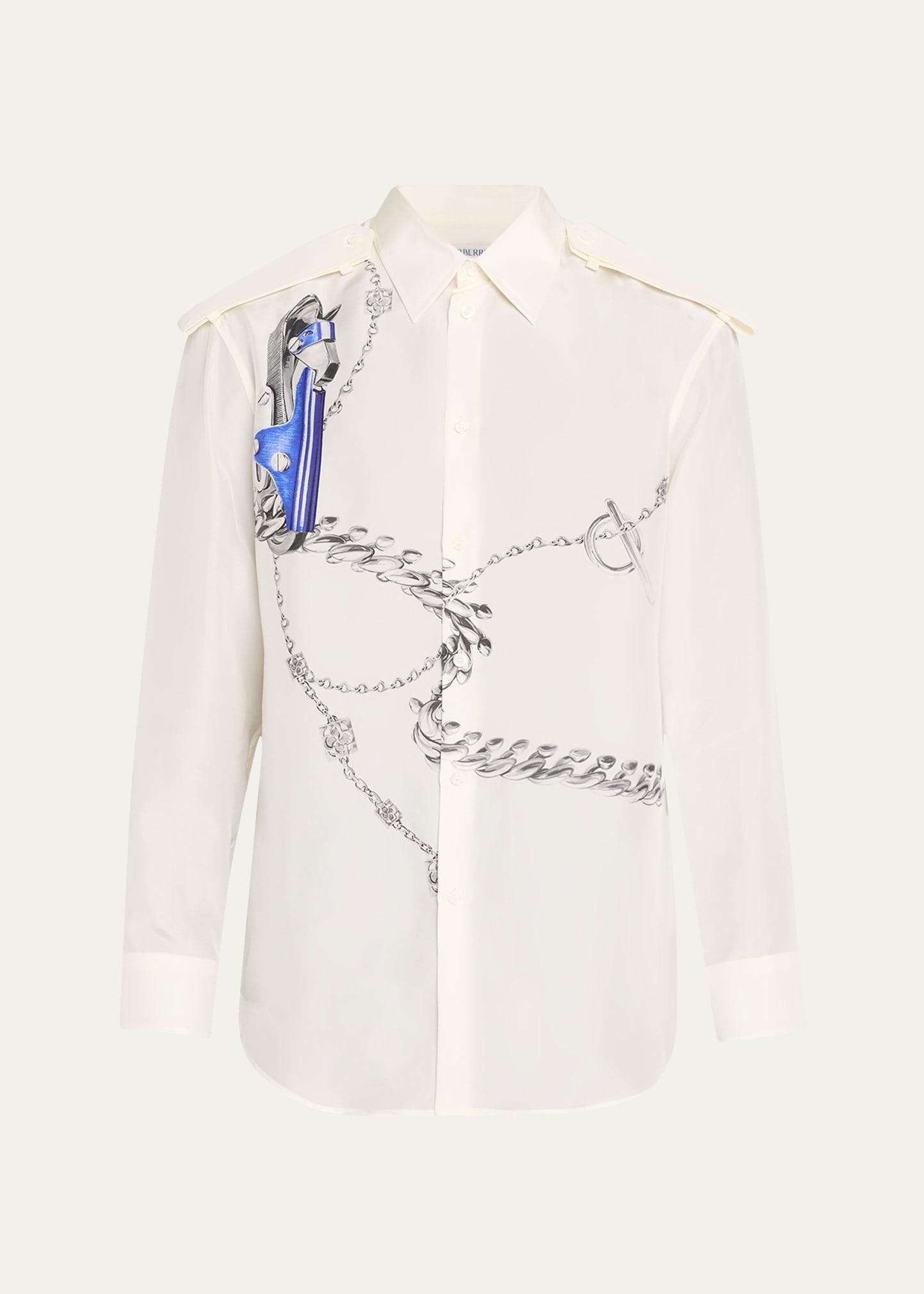 Mens Horsechain Graphic Epaulet Sport Shirt Product Image