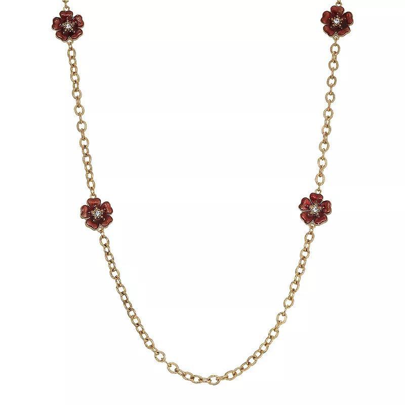 1928 Triple Pink Oval Halo Necklace, Womens Product Image