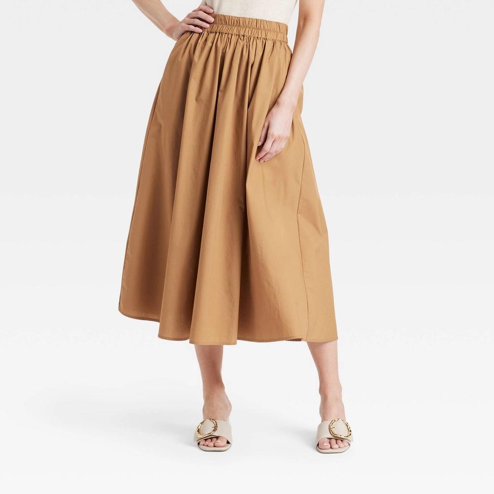 Womens A-Line Midi Picnic Skirt - A New Day Brown XS Product Image