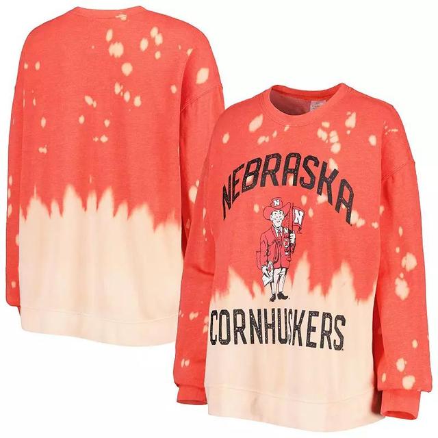 Womens Gameday Couture Red Distressed Nebraska Huskers Twice As Nice Faded Dip-Dye Pullover Long Sleeve Top Product Image