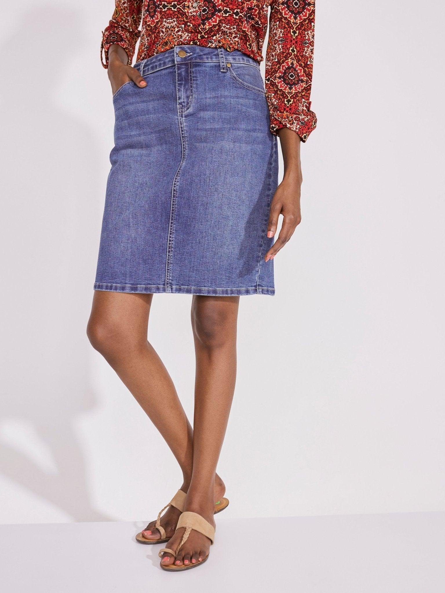 Westport Signature Denim Skirt with Back Slit Product Image