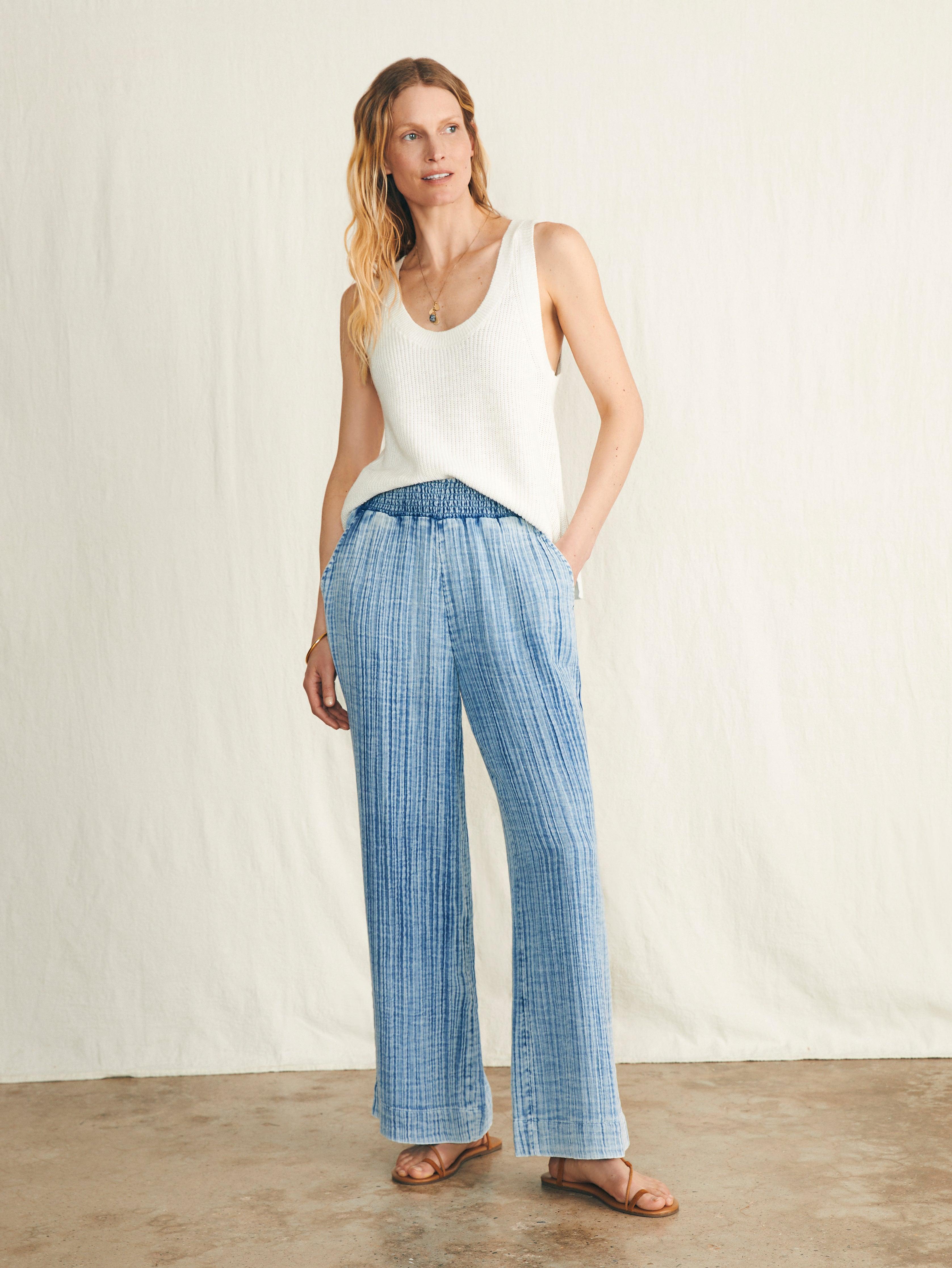 Dream Cotton Gauze Wide Leg Pant - Light Indigo Wash Female Product Image