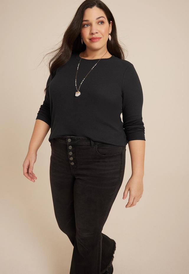 Maurices 4X Plus Size Womens 24/7 Ada Ribbed Long Sleeve Tee Product Image